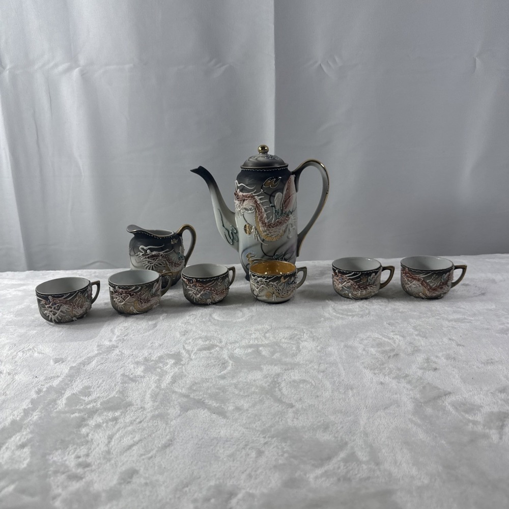 Vintage Fairyland Dragonware Teapot Creamer W/ 6 Cups - Picture 3 of 7